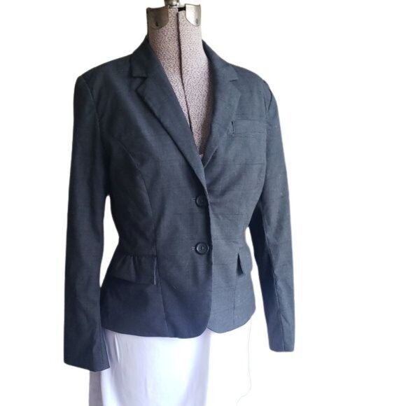 Banana Republic Petite Women's Gray Blazer, Peplum Back, Sz 4P - Picture 1 of 13